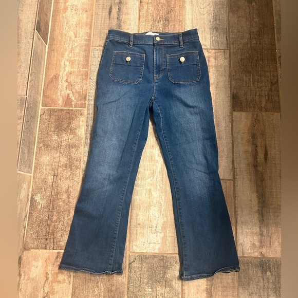 Loft Patch Pocket High Rise Kick Crop Jeans in Dark Wash Size 26 - Picture 8 of 8